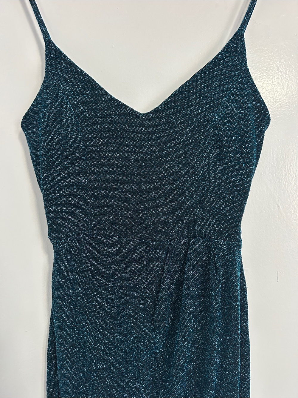 Lulu's Shimmering Teal Strapless Slip Dress